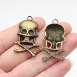 5pcs 37x21mm 2 Colors Antique Bronze Color Antique Silver Color Skull Charms For DIY Jewelry Making