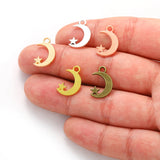 30pcs 5 color moon Charms Pendant fit Making Bracelets Jewelry Findings DIY Accessories 11*17mm L614