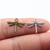 20pcs 16x19mm 2 Colors Antique Bronze Color Antique Silver Color Dragonfly Charms For DIY Jewelry Making