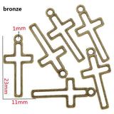 30pcs New Product Antique silver color hollow out cross Charms Pendant Jewelry Metal Alloy Jewelry Marking 23*11mm T102