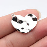 4pcs 26x20mm 5 Colors Hammered Uneven Wave Heart Charms For DIY Jewelry Making