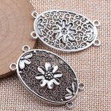 10pcs 45x28mm Antique Silver Color 4 Hole Flower Body Chain Waist Chain Connector For DIY Jewelry Making Findings
