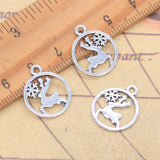 30 Uds. Colgantes de Navidad, copo de nieve, ciervo, alce de nieve, 18x15mm, colgantes de Color plata antigua, fabricación DIY, joyería tibetana hecha a mano