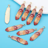 10Pcs Alloy Bohemian Ethnic Style Charms Colorful Enamel Feather For Earrings Pendant DIY Jewelry Craft Alloy Accessorie 9*38mm