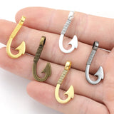 10pcs 5 Colors Fish hook Charms For Bracelet Earring necklace Pendants DIY Handmade Jewelry Accessories Making 31*13mm H11