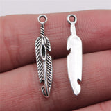 10pcs 5x28mm 2 Colors Antique Bronze Color Antique Silver Color Feather Charms For DIY Jewelry Making