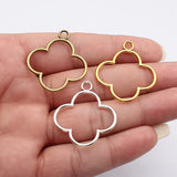 10pcs 37x32mm 3 Colors Hollowed-Out Geometric Flower Frame Pendant