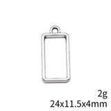 10pcs 24x11.5x4mm Antique Silver Color Hollow Geometric Glue Frame Series Small Rectangular Frame Jewelry Findings