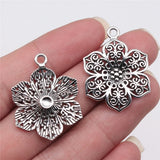 10pcs 31x27mm 2 Colors Antique Bronze Color Antique Silver Color Flowers Charms For DIY Jewelry Making
