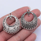 4pcs 36x29mm Antique Silver Color Round Earring Connector Pendant For DIY Jewelry Making Handmade Jewelry Findings