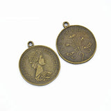 10 pcs 4 colors Coin Charms Antique Bronze round metal pendant DIY Jewelry Making 28*24mm J414