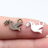20pcs 13x16mm 2 Colors Antique Bronze Color Antique Silver Color Pigeon Olive Branch Charms For DIY Jewelry Making