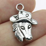 10pcs 23x16mm 2 Colors Antique Bronze Color Antique Silver Color Double Sided Cowboy Hat Horse Head Charms