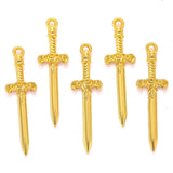10PCS 6 colors Mixed Alloy Charms Knight Sword Knife Gun Weapons Pendant For DIY Handmade Jewelry Material 10*34mm M98