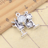 Kit de batería de instrumentos musicales, 10 Uds., 20x21mm, colgantes de Color plata tibetana, fabricación de joyería antigua, artesanía hecha a mano DIY