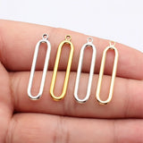 20pcs 33x7.8mm 4 Colors Kc Gold Color Rhodium Color Hollowed-Out Oval Geometric Charms For DIY Jewelry Making