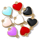20Pcs 11Colors Double hole Zinc alloy Metal Enamel 13*10mm heart shaped Pendant For DIY Bracelet Necklace Jewelry Making