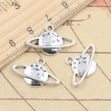 20 piezas dijes estrella tierra Saturno planeta chispa 14x22mm colgantes de Color plata antigua DIY hacer joyería tibetana hecha a mano