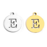 5pcs Stainless Steel Necklace Fashion Gold Color Initial Charms Metal Round A To Z Letters For Women Single Name Jewelry Gifts
