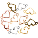 50pcs  5 color Heart-shaped connect Charms Necklace Pendant Bracelet Jewelry Making Handmade Crafts diy Supplies 14.5*8mm