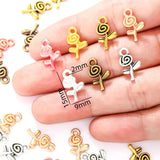 30pcs 7 Color small rose flower Charm for Bracelet Necklace earring Pendant  DIY Handmade Jewelry Accessories 15*9mm Q1157