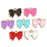 10pcs 18*14mm 7 colors Enamel Alloy bow Charm Earring Pendant DIY Keychain Necklace Jewelry Accessories W471