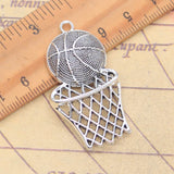 5 uds dijes cesta de baloncesto 44x24mm colgantes de Color plata antigua para hacer joyería tibetana hecha a mano DIY