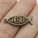 10pcs 27x10mm 2 Colors Antique Bronze Color Antique Silver Color Jesus Fish Charms For DIY Jewelry Making