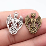 10pcs 27x19mm 2 Colors Antique Bronze Color Antique Silver Color Bat Demon Flower Charms For DIY Jewelry Making