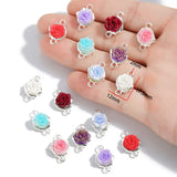20Pcs Resin Roses 17.5*12mm Alloy Connectors Necklace Metal Chain Links Bracelet Jewelry Making DIY Decorative Gifts W564