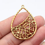 4pcs 47x34mm 4 Colors Hollowed-Out Teardrop Geometric Texture Earrings Pendant For DIY Jewelry Making