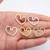 20pcs 26x21mm 5 Colors Hammer Pattern Hollow Heart Charms For DIY Jewelry Making