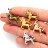 5Pcs  5 colors Alloy horse charm For Bracelets Necklaces Key buckle Pendant Diy Jewelry Making 20*25mm D9103