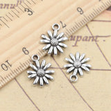 20 piezas dijes Margarita flor girasol 14x12mm colgantes de Color plata tibetana fabricación de joyería antigua DIY artesanía hecha a mano