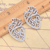 10 Uds. De dijes de corazón Ticker, 28x19mm, colgantes de Color plata antigua, fabricación de joyería tibetana hecha a mano DIY