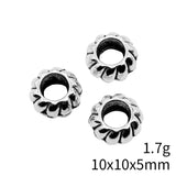 10pcs 10x10x5mm Antique Silver Color Thread Pattern Tube Spacers Beads Big Hole Beads For DIY Jewelry Making
