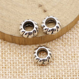 10pcs 10x10x5mm Antique Silver Color Thread Pattern Tube Spacers Beads Big Hole Beads For DIY Jewelry Making