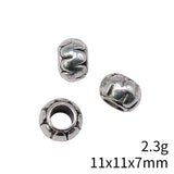 10pcs 11x11x7mm Antique Silver Color Carved European Big Hole Beads Spacer Beads For DIY Jewelry Making