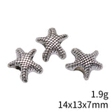 10pcs 14x13x7mm Antique Silver Color Starfish European Big Hole Beads Handmade Jewelry Findings For DIY Jewelry Making