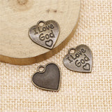10pcs 17x17mm Antique Bronze Color I Love God Heart Charms Pendant For DIY Jewelry Making Jewelry Craft Findings