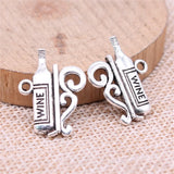 10pcs 17x22mm Antique Silver Color Wine Charms Pendant For DIY Jewelry Making Handmade Jewelry Craft Findings