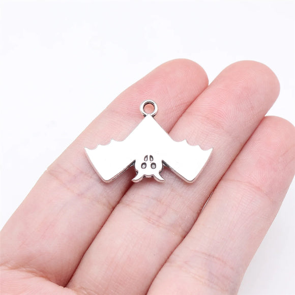 10pcs 18x28mm Antique Silver Color Double Sided Upside Down Bat Charms Pendant For DIY Jewelry Making Jewelry Findings