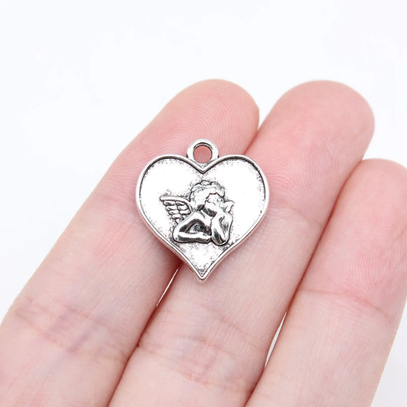 10pcs 19x17mm Antique Silver Color Cupid Love Angel Charms Pendant For DIY Jewelry Making Jewelry Craft Findings