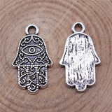 =10pcs 20x12mm Antique Silver Color Eye Hand Charms Pendant For DIY Jewelry Making Handmade Jewelry Craft Findings
