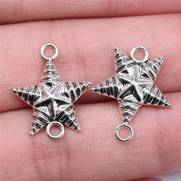 10pcs 20x17mm Antique Silver Color Star Connector Charms Pendant For DIY Jewelry Making Jewelry Craft Findings