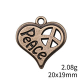 10pcs 20x19mm Antique Bronze Color Heart-Shaped Peace Symbol Charms Pendant For DIY Jewelry Making Jewelry Findings