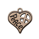 10pcs 20x19mm Antique Bronze Color Heart-Shaped Peace Symbol Charms Pendant For DIY Jewelry Making Jewelry Findings