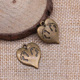 10pcs 21x17mm 2 Colors Feet Heart Charms Pendant For DIY Jewelry Making Handmade Jewelry Craft Findings