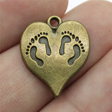 10pcs 21x17mm 2 Colors Feet Heart Charms Pendant For DIY Jewelry Making Handmade Jewelry Craft Findings