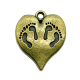 10pcs 21x17mm 2 Colors Feet Heart Charms Pendant For DIY Jewelry Making Handmade Jewelry Craft Findings
